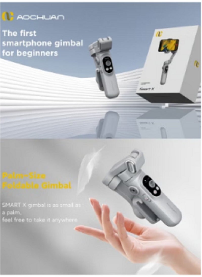 Smart X 3-Axis Foldable Handheld Gimbal Stabilizer with Fill Light For Smart Phone Action Camera
