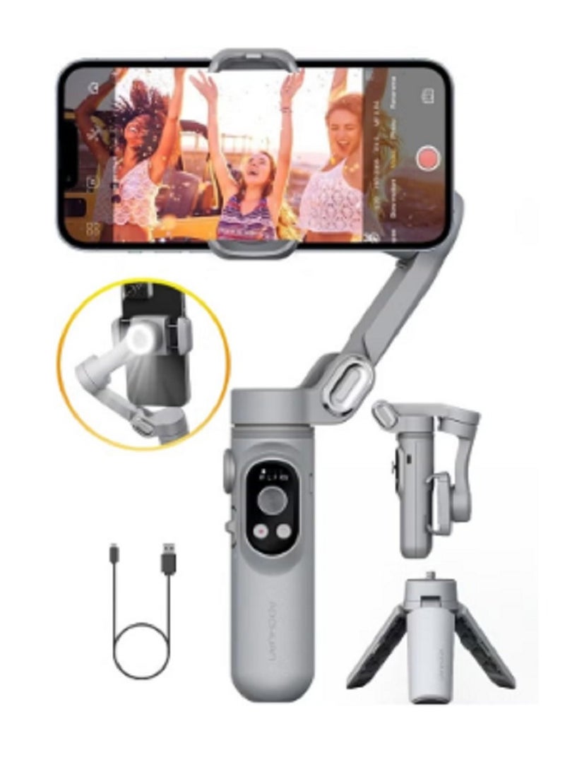 AOCHUAN - Smart X 3-Axis Foldable Handheld Gimbal Stabilizer with Fill Light For Smart Phone Action Camera - Image 1