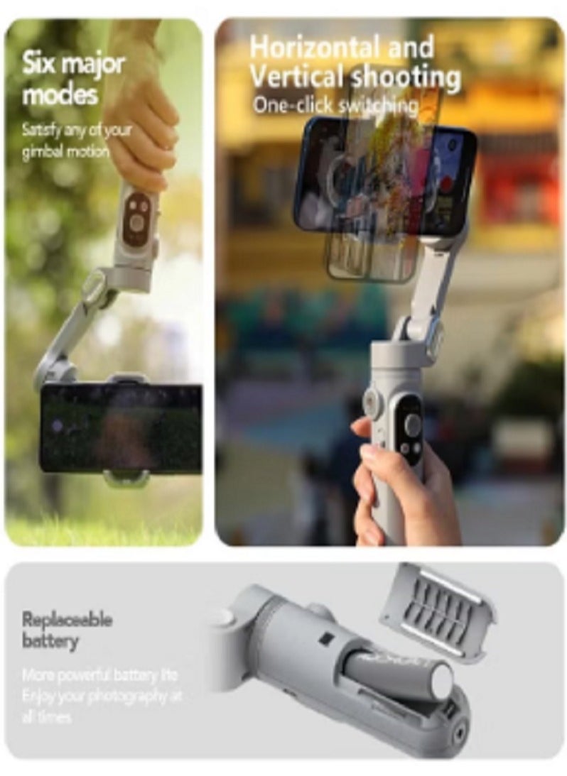 AOCHUAN - Smart X 3-Axis Foldable Handheld Gimbal Stabilizer with Fill Light For Smart Phone Action Camera - Image 1