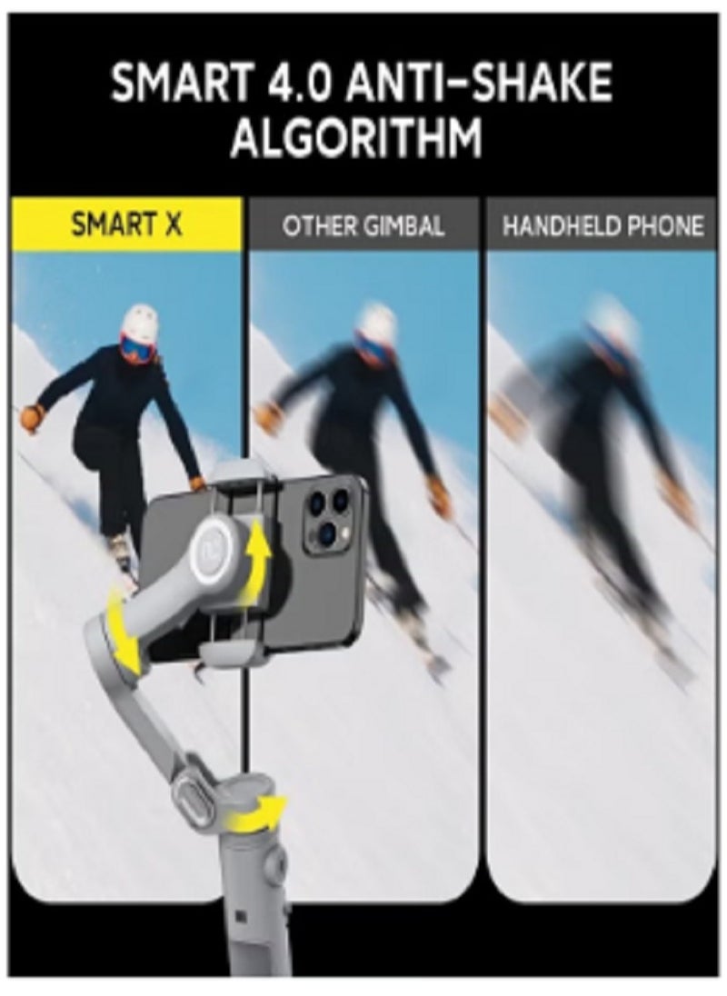 AOCHUAN - Smart X 3-Axis Foldable Handheld Gimbal Stabilizer with Fill Light For Smart Phone Action Camera - Image 1