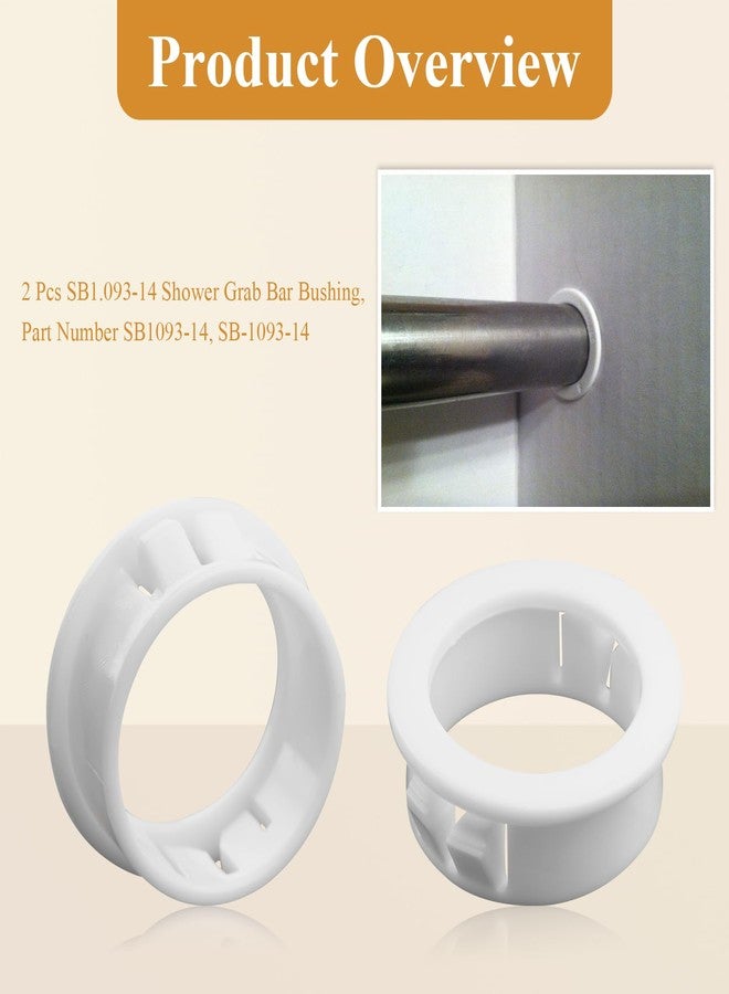 WFCYX 2 Pcs SB1.093-14 Shower Grab Bar Snap|Bushing|Grommet|White Nylon, Compatible with Heyco, Lasco, Aulpq Shower Grab Handle Bar, Fit for a 7/8" bar and a 1+1/8" Hole, Part# SB1093-14, SB-1093-14 - Image 2