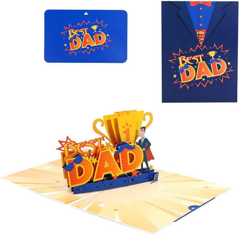 3D Father Day Best Dad Paper Greeting Card Blessing Wedding Invitation for Husband Festival Blessing Cards Father Day Funny - Image 4