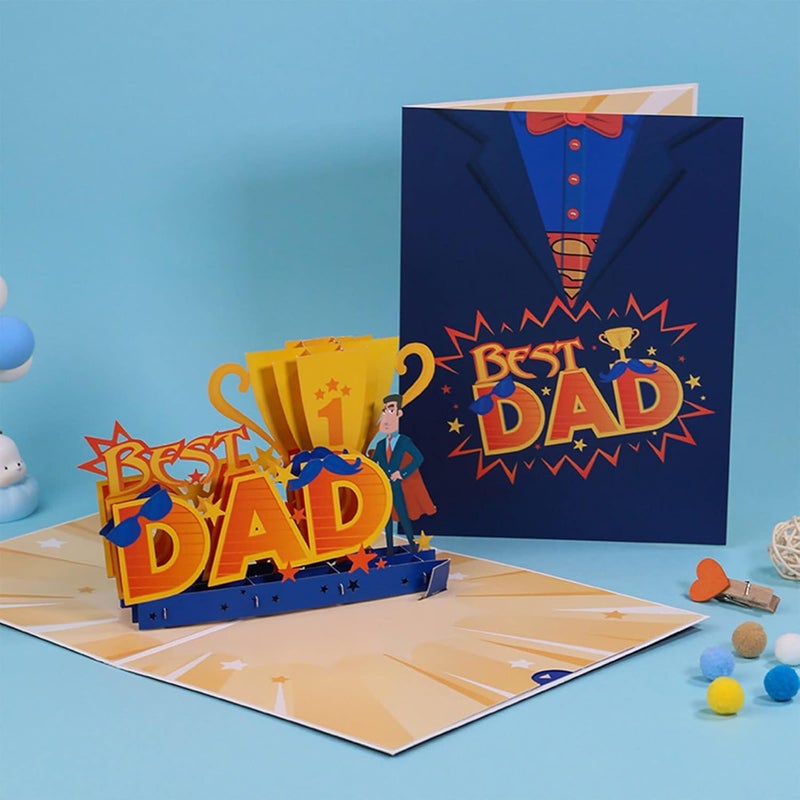 3D Father Day Best Dad Paper Greeting Card Blessing Wedding Invitation for Husband Festival Blessing Cards Father Day Funny - Image 5