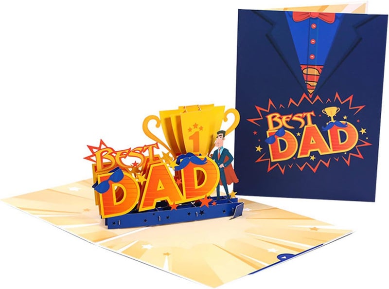 3D Father Day Best Dad Paper Greeting Card Blessing Wedding Invitation for Husband Festival Blessing Cards Father Day Funny - Image 1