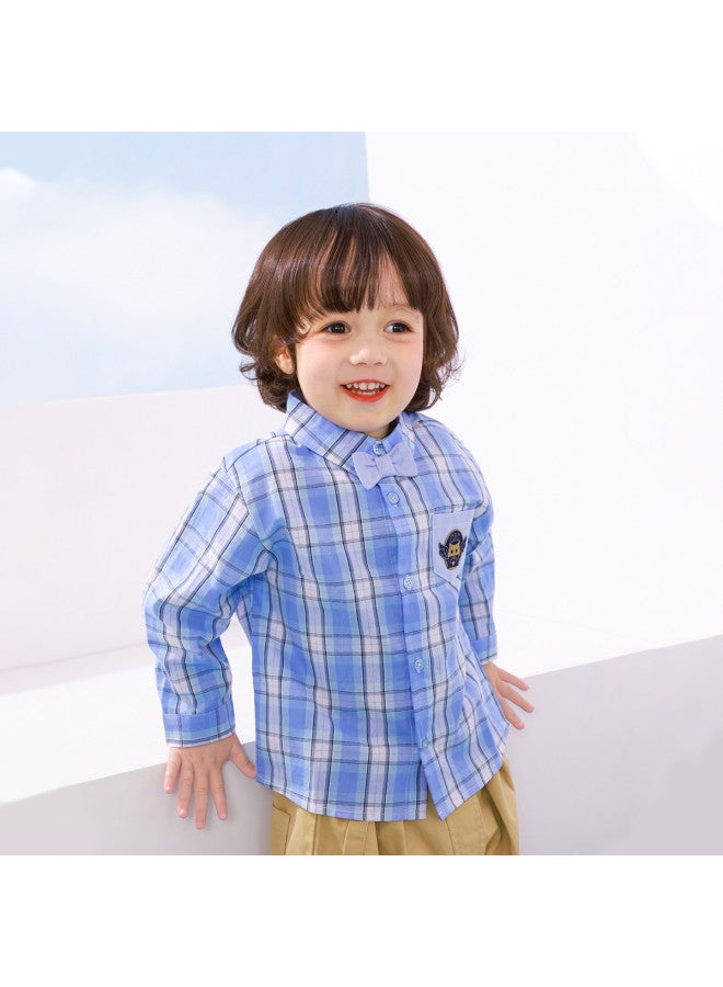 Casual Plaid Shirt Versatile Boys' Shirt Spring/autumn Style Baby Top Girls' Outerwear - Image 2