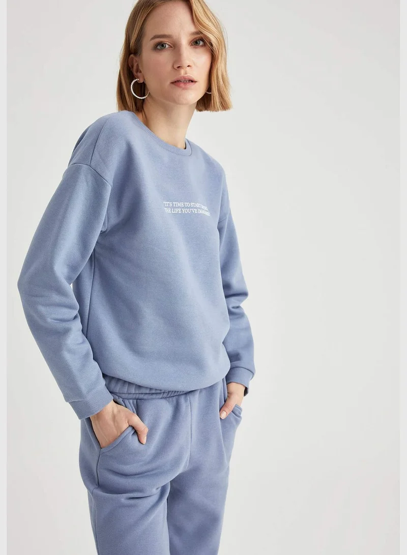 ديفاكتو Woman Knitted Regular Fit Crew Neck Sweat Shirt