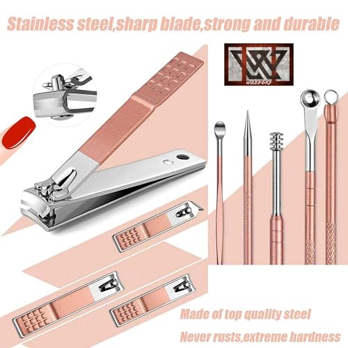 Greenhood Stainless Steel Professional Manicure Set Nail Cutter For Women Nail Scissors Luxury Grooming Kit Manicure Pedicure Kit For Women Nail Acne Remover needle (MultiColor) (18 IN 1 Manicure Set) - Image 2