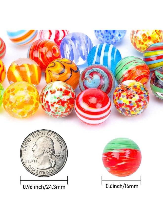 فيوتشر بلس 20 قطعة كرات زجاجية مصنوعة يدويًا كرات رخامية ملونة مستديرة 16 مللي متر/0.6 بوصة فريدة من نوعها Marlbes للأطفال لعبة الرخام الديكور هدية - Image 2