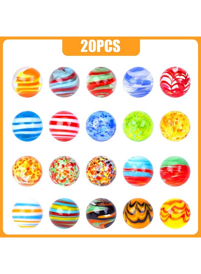 فيوتشر بلس 20 قطعة كرات زجاجية مصنوعة يدويًا كرات رخامية ملونة مستديرة 16 مللي متر/0.6 بوصة فريدة من نوعها Marlbes للأطفال لعبة الرخام الديكور هدية - Image 3