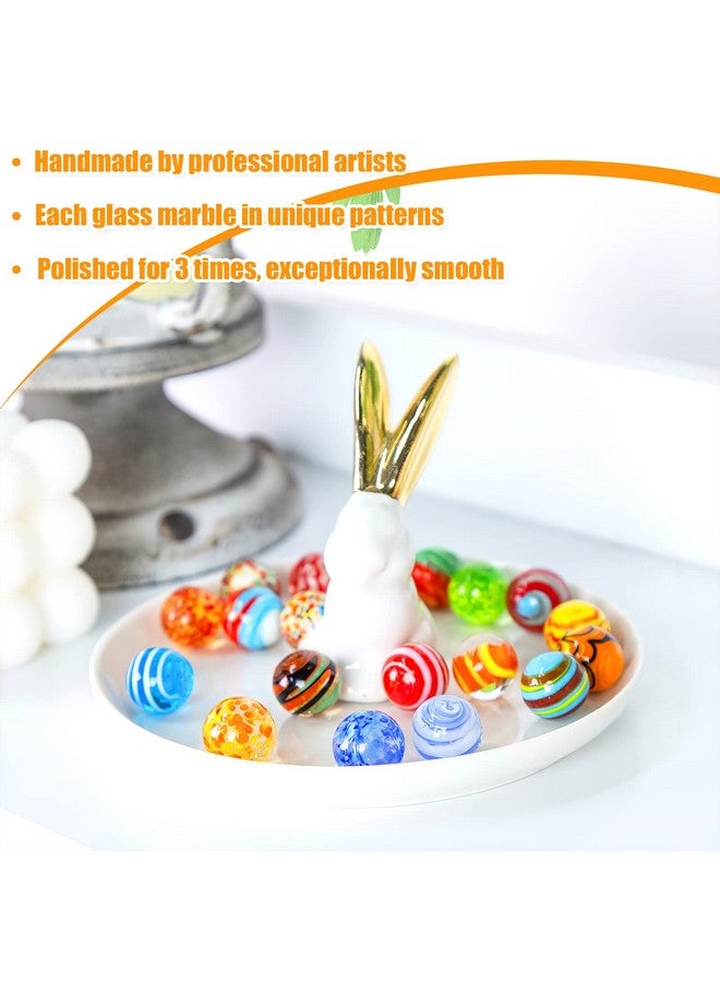 فيوتشر بلس 20 قطعة كرات زجاجية مصنوعة يدويًا كرات رخامية ملونة مستديرة 16 مللي متر/0.6 بوصة فريدة من نوعها Marlbes للأطفال لعبة الرخام الديكور هدية - Image 4