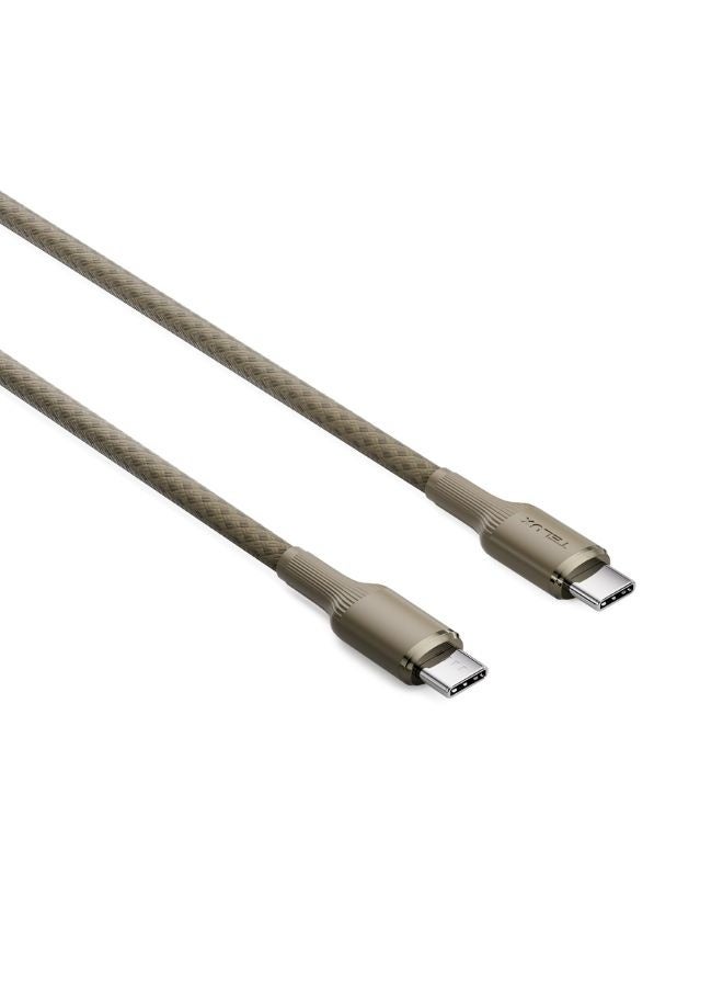 TELUX SWIFTX USB-C to USB-C Charging Cable 1m, 60W PD Fast Charging, Wear-Resistant Nylon Braid, Broad Compatibility, 10000+ Bend Lifespan, 480Mbps Data Transfer, Brown - Image 2