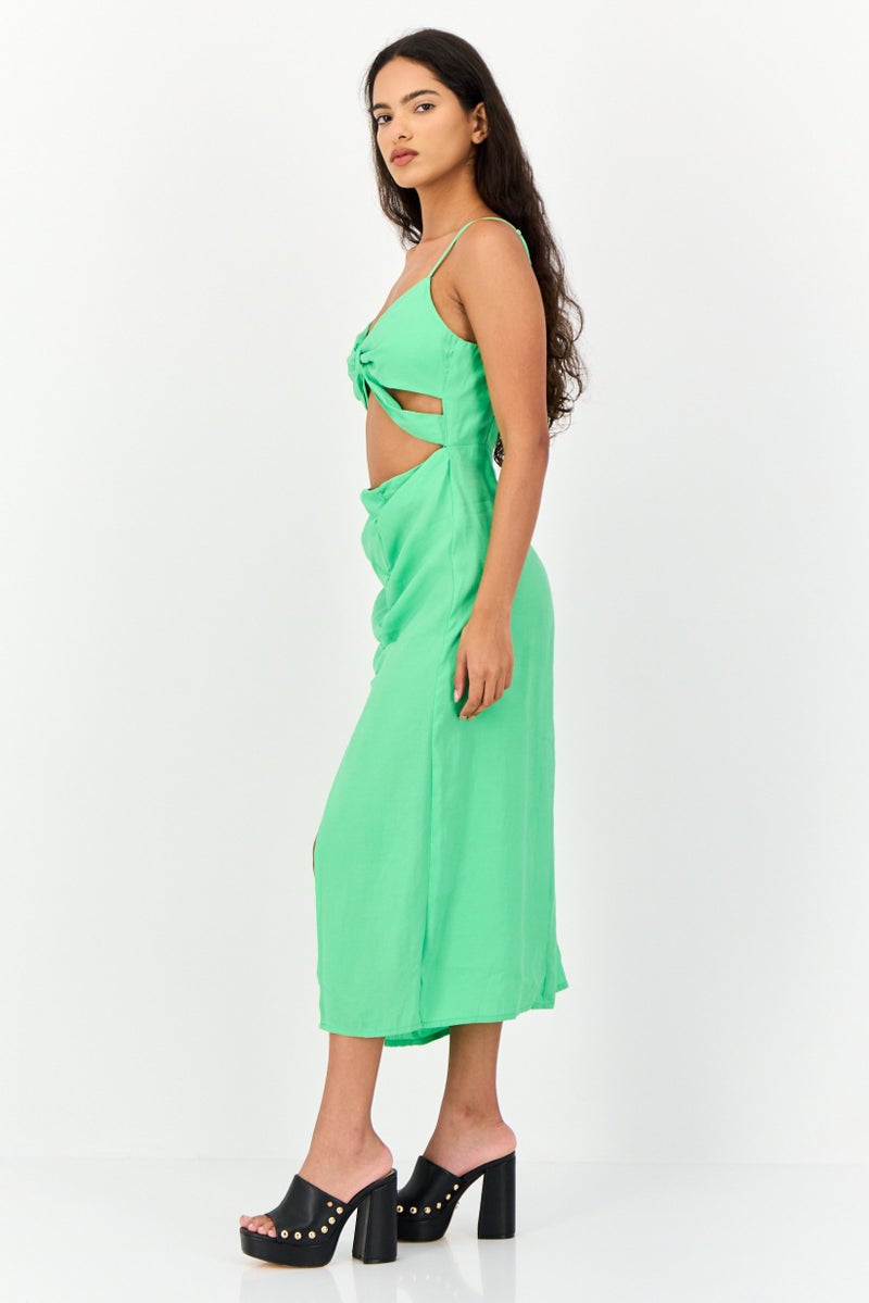 KOTON فستان ميدي مقصوص للنساء، أخضر - Image 3