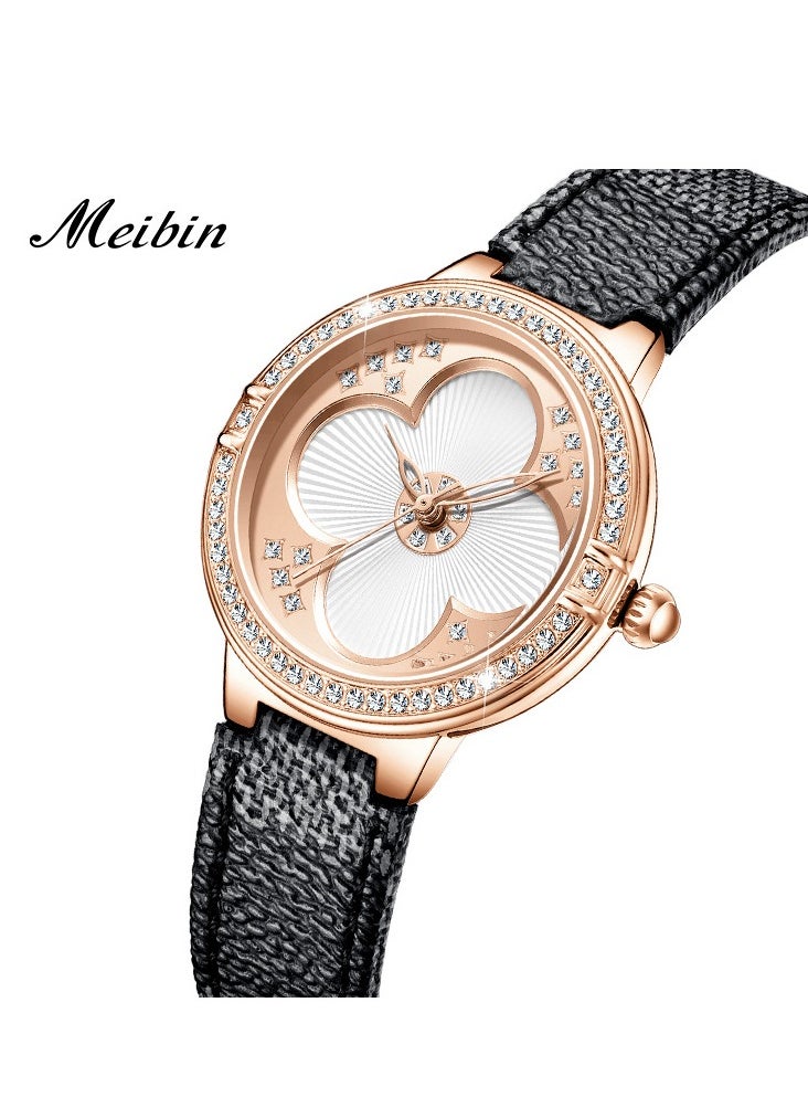 Meibin - Women's Fashion Diamond Lucky Clover Watch - Image 1
