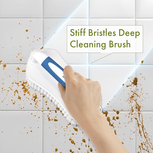 Amazer Scrub Brush for Cleaning Comfort Grip Shower Scrubber Flexible Stiff Bristles with Handle Heavy Duty Cleaner Brush for Tub Sink Carpet Floor - Pack of 2 (Blue+Green) - Image 3