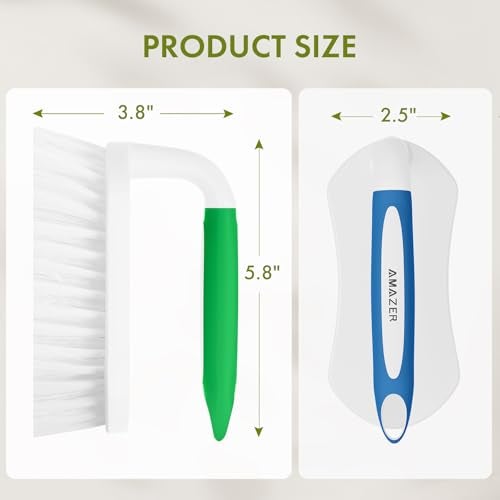 Amazer Scrub Brush for Cleaning Comfort Grip Shower Scrubber Flexible Stiff Bristles with Handle Heavy Duty Cleaner Brush for Tub Sink Carpet Floor - Pack of 2 (Blue+Green) - Image 2