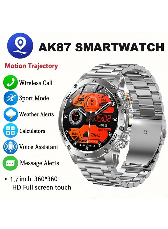 RollsTimi  LED Men'S Smart Watch with Wireless Calling 1.7" HD Large Screen, 1000mAh Battery, Long Standby Time, Flashlight, Fitness Tracker Watch, 100+ Sports Modes, Voice Assistant - Image 1