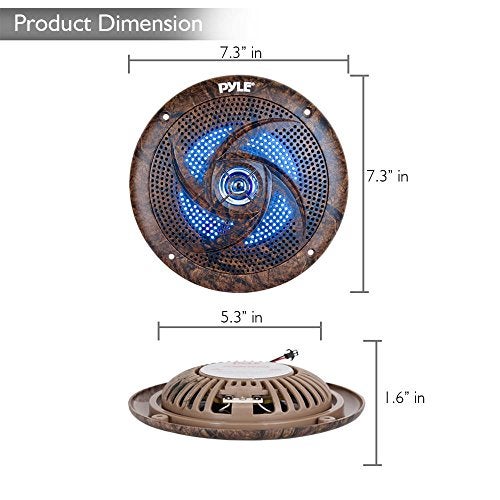 Pyle 6.5 Inch Marine Speakers - 2 Way IP44 Waterproof and Weather Resistant Outdoor Audio Stereo Sound System with Built-in Led Lights, 240 Watt Power and Low Profile Design - 1 Pair - PLMRLE64DK - Image 3