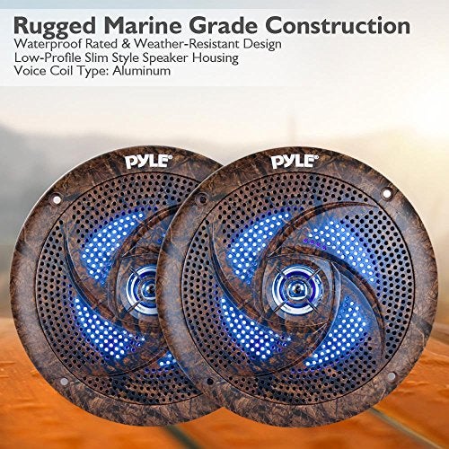 Pyle 6.5 Inch Marine Speakers - 2 Way IP44 Waterproof and Weather Resistant Outdoor Audio Stereo Sound System with Built-in Led Lights, 240 Watt Power and Low Profile Design - 1 Pair - PLMRLE64DK - Image 4