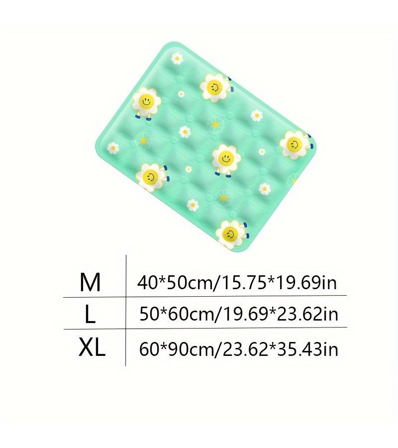 2 Pieces Large Pet Cooling Mat For Dogs Cartoon Patterned Waterproof Pvc Rectangle Bed Mat Summer Chill Pad Small Medium Breed - Image 3
