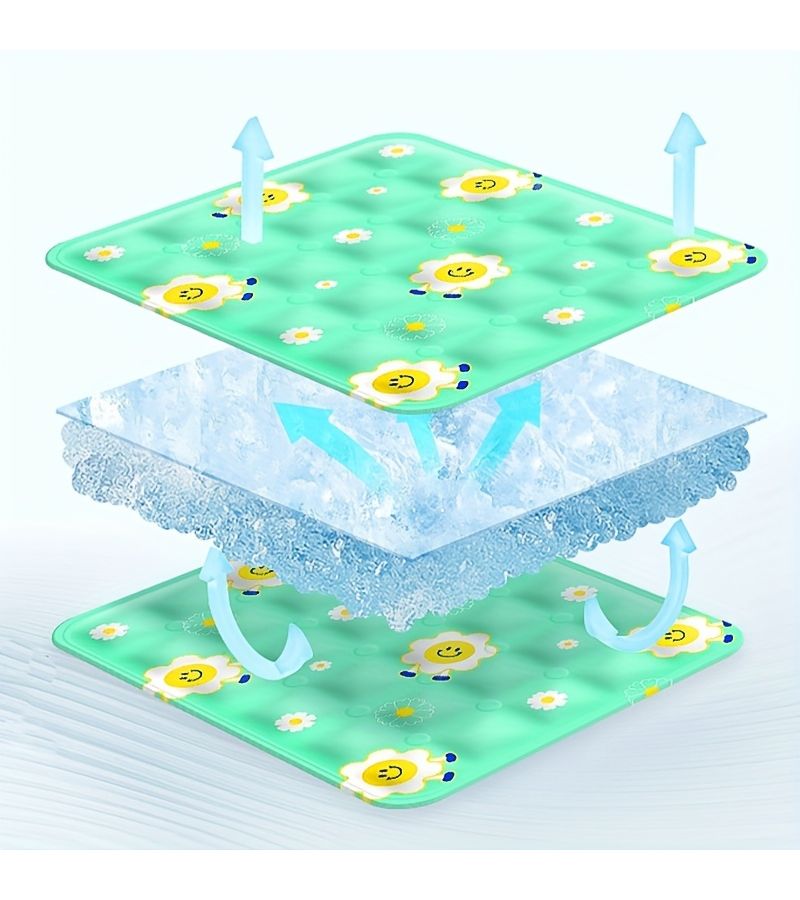 2 Pieces Large Pet Cooling Mat For Dogs Cartoon Patterned Waterproof Pvc Rectangle Bed Mat Summer Chill Pad Small Medium Breed - Image 2