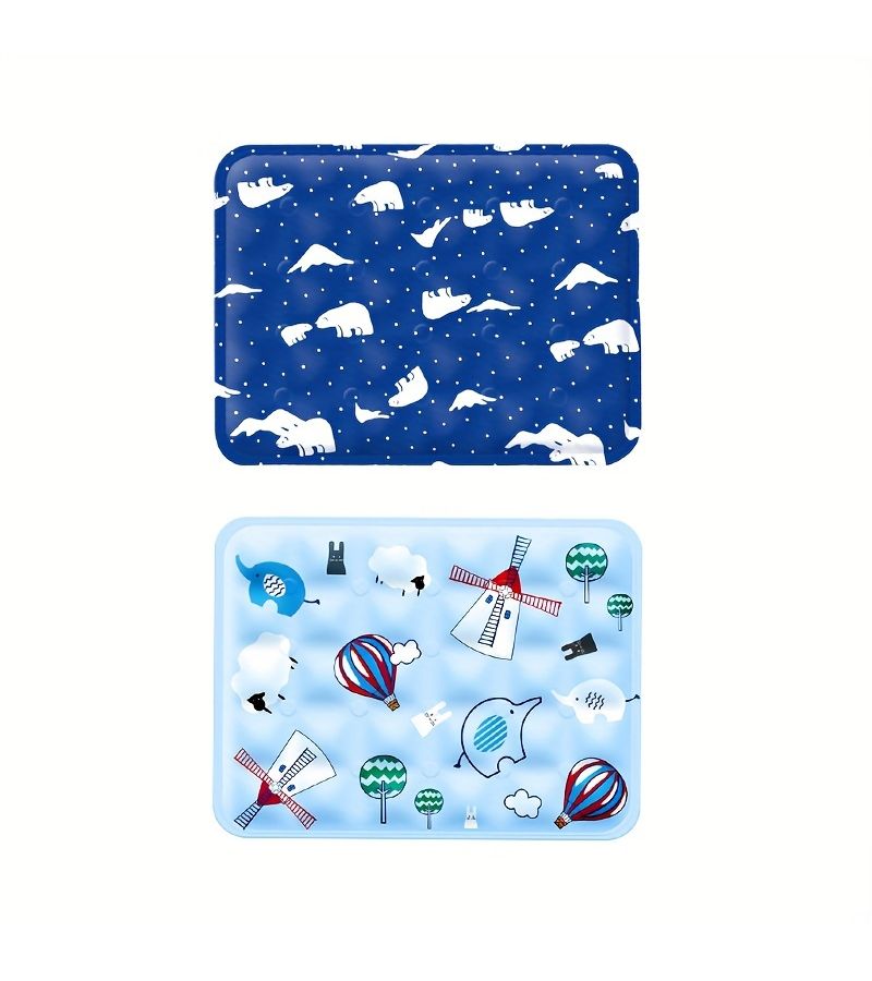 2 Pieces Large Pet Cooling Mat For Dogs Cartoon Patterned Waterproof Pvc Rectangle Bed Mat Summer Chill Pad Small Medium Breed - Image 4