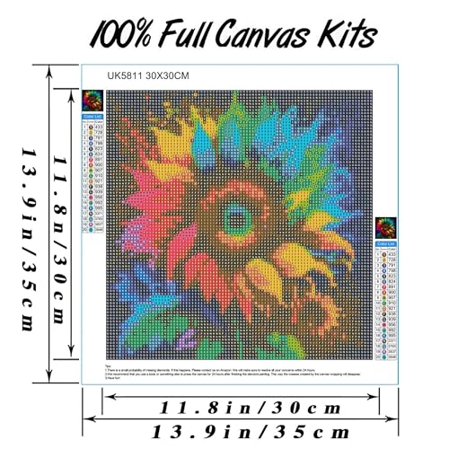 Hestarcul DIY Diamond Art Kits for Adults,5D Diamond Painting Kit for Beginner,Full Round Gem Art Paint by Diamond for Home Wall Decor,Gift for Girl. (Sunflower) - Image 4