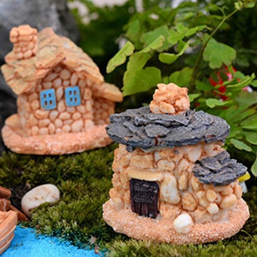 Trasfit 4 Pieces Miniature Fairy Garden Stone House - Mini Fairy Cottage House for Garden & Patio Decoration - Accessories for Home Decoration Outdoor Décor (4 Stone House) - Image 4