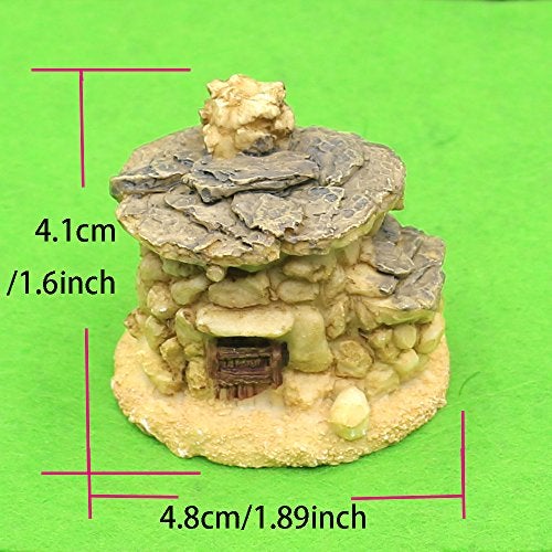 Trasfit 4 Pieces Miniature Fairy Garden Stone House - Mini Fairy Cottage House for Garden & Patio Decoration - Accessories for Home Decoration Outdoor Décor (4 Stone House) - Image 2