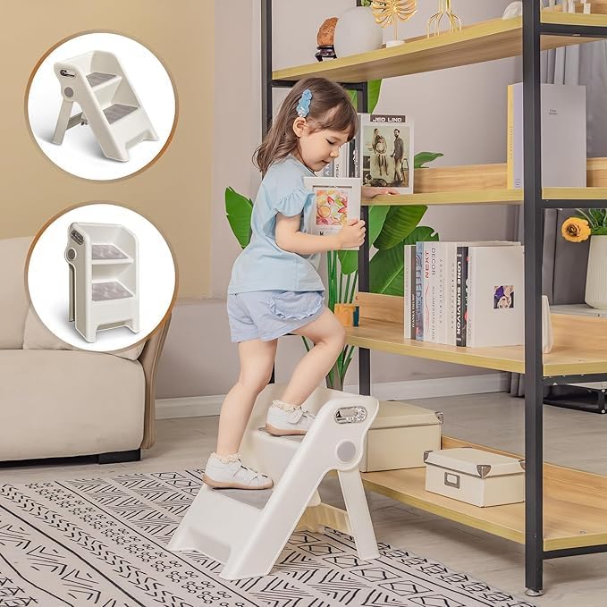 Brikipth Brikipth Stepping Ladder Height Adjustable Kids Step Stool Kids Step Stool for Kitchen Bathroom Potty Training UseStep Stool for Kids Step Stool for 17Yr Old Step Stool Foot Stool - Image 2