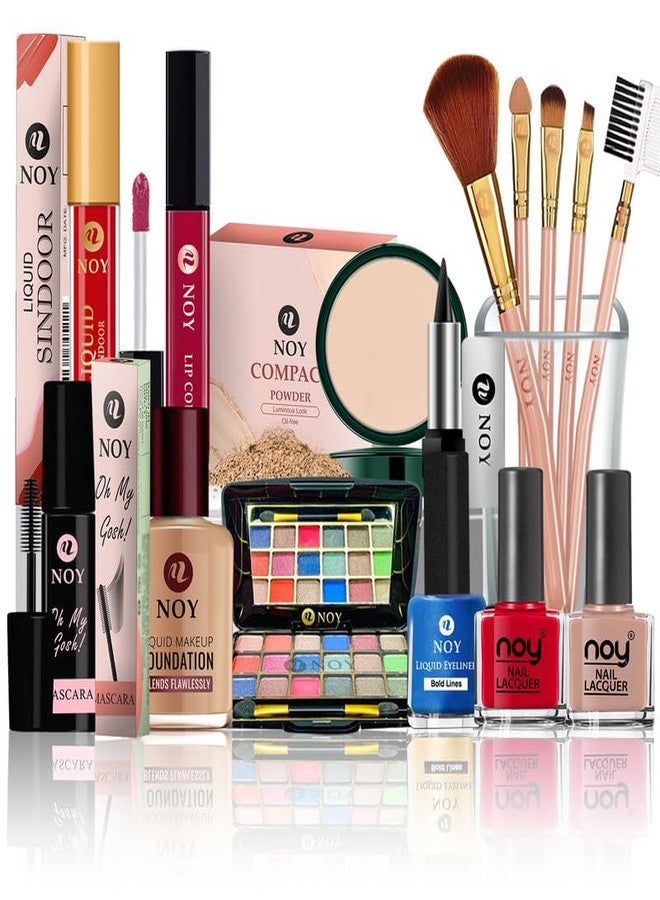 نوي مجموعة مكياج نوي للنساء، تعبير جريء، مكونات خالية من السموم بنسبة 100% وخفيفة الوزن، رقم 1004 (مجموعة مكياج متكاملة من 15 قطعة) - Image 1