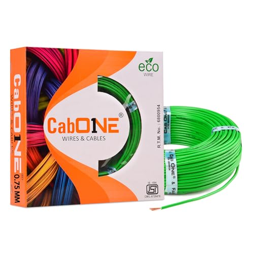 CabONE Lite 0.75 Sq mm Electrical Wire - 90m Blue Single Core CCA Copper Wire | Fire Retardant PVC Insulation for Domestic Wiring Green - Image 1
