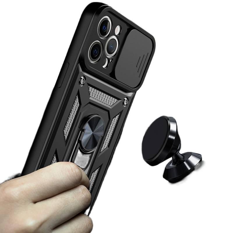 غطاء واقي، لـ iPhone XR، حامل قائم، أسود بوظيفة حامل باللون الأسود سهل الحمل للتخزين العملي للمكتب - Image 3