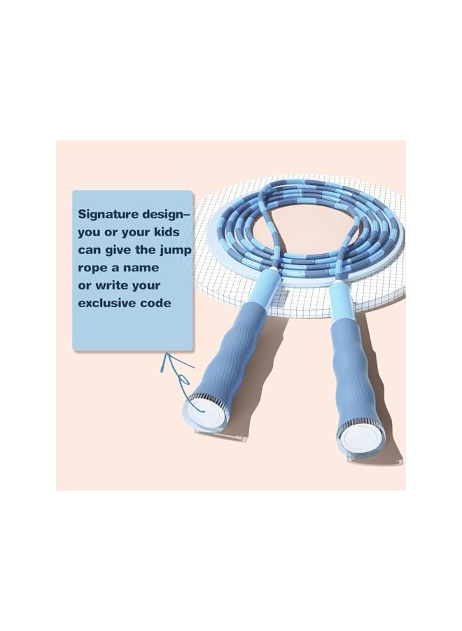 PROMASS حبل قفز مزود بالخرز الناعم، 2 قطعة بطول 9.2 قدم، حبل مقسم خالي من التشابك مع مقHandles مضادة للانزلاق، خرز قابل للتعديل، حبل قفز للأطفال للتمارين الحرة، الكارديو، الحيل، أزرق، وردي - Image 5