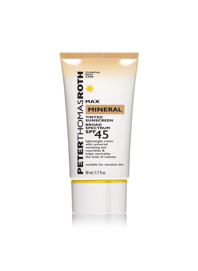 PETER THOMAS ROTH Eter Thomas Roth ; Max Mineral Tinted Sunscreen Broad Spectrum Spf 45 ; Tinted Moisturizer With Spf Waterresistant Mineral Sunscreen For Sensitive Skin 1.7 Fl Oz. (Pack Of 1)  - Image 1