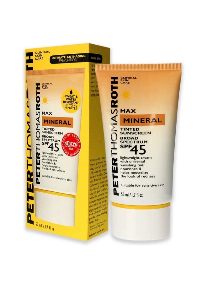 PETER THOMAS ROTH Eter Thomas Roth ; Max Mineral Tinted Sunscreen Broad Spectrum Spf 45 ; Tinted Moisturizer With Spf Waterresistant Mineral Sunscreen For Sensitive Skin 1.7 Fl Oz. (Pack Of 1)  - Image 5