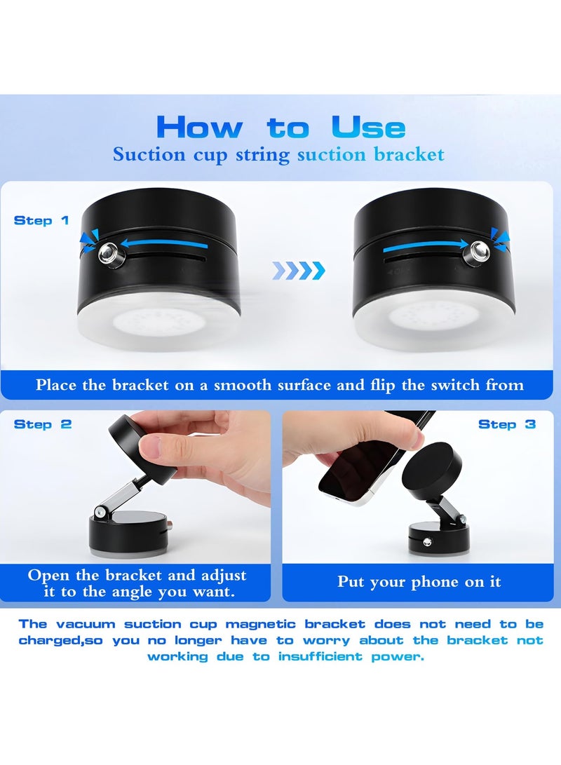 360° Magnetic Car Phone Holder, Suction Cup Mount, Multi-angle Rotation, Bracket Adjustable Car Kitchen Gym Stand (Black)  - Image 3