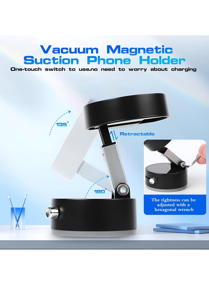 360° Magnetic Car Phone Holder, Suction Cup Mount, Multi-angle Rotation, Bracket Adjustable Car Kitchen Gym Stand (Black)  - Image 4