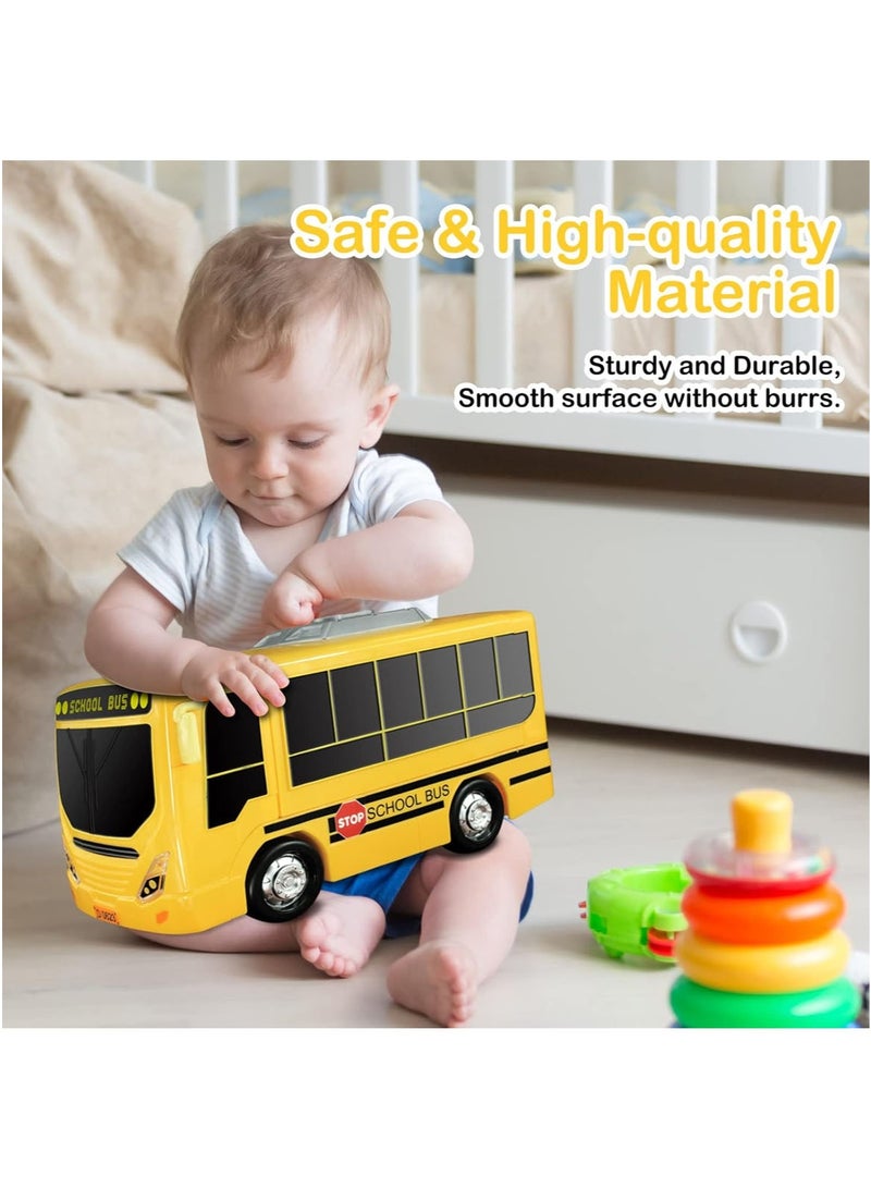 MarlaMall لعبة حافلة مدرسية، محاكاة عجلة القيادة، ألعاب حافلات موسيقية مع أضواء وأغاني، سيارة تعليمية للألغاز، هدية عيد ميلاد للأطفال في مرحلة ما قبل المدرسة، الأولاد والبنات من عمر 3-10 (أصفر) - Image 2