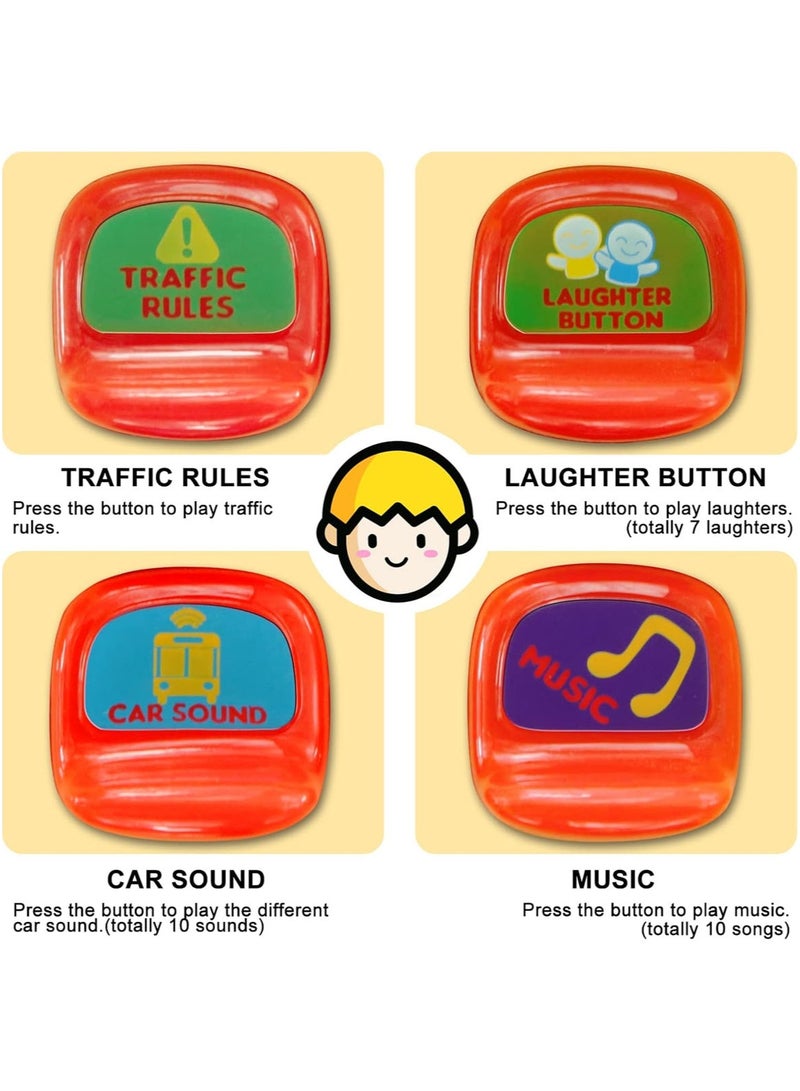 MarlaMall لعبة حافلة مدرسية، محاكاة عجلة القيادة، ألعاب حافلات موسيقية مع أضواء وأغاني، سيارة تعليمية للألغاز، هدية عيد ميلاد للأطفال في مرحلة ما قبل المدرسة، الأولاد والبنات من عمر 3-10 (أصفر) - Image 5