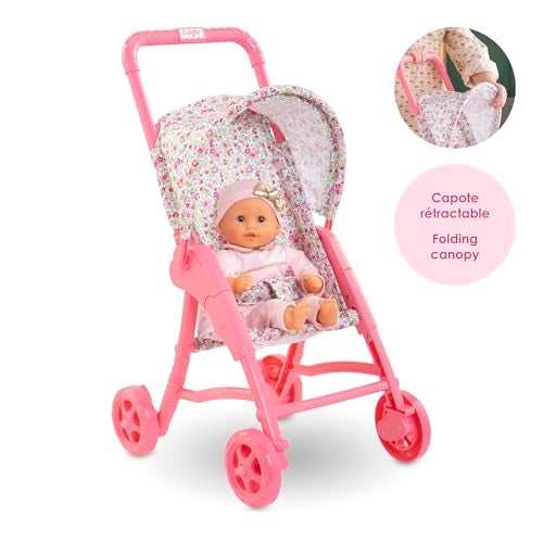 Corolle Mon Premier Poupon Foldable Baby Doll Stroller Set - Lightweight Toy Stroller for Toddlers 1-3 - Pink & White Doll Carriage for 12 Inch Dolls - Image 5
