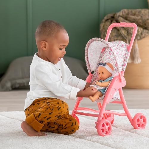 Corolle Mon Premier Poupon Foldable Baby Doll Stroller Set - Lightweight Toy Stroller for Toddlers 1-3 - Pink & White Doll Carriage for 12 Inch Dolls - Image 3