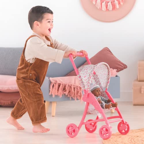 Corolle Mon Premier Poupon Foldable Baby Doll Stroller Set - Lightweight Toy Stroller for Toddlers 1-3 - Pink & White Doll Carriage for 12 Inch Dolls - Image 2