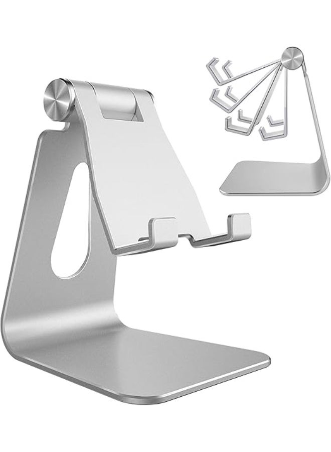 Adjustable Phone Stand with Charging Base - Elegant Aluminum Desktop Holder - Durable & Easy-to-Use for All Smartphones and Tablets - Image 1