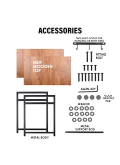 INN-VENTORE INNVENTORE 22600 D Series 2Layer Microwave Stand Kitchen Platform Oven Stand Rack Toaster Organizer with Storage Shelf Wood and Metal Walnut Brown and Black Tiered Shelf  - Image 3