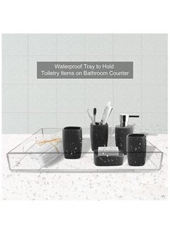 SMARTPOINTS Acrylic Serving Tray 16x20 Inches -Spill Proof- Clear Decorative Tray Organiser for Ottoman Coffee Table Countertop with Handles  - Image 3