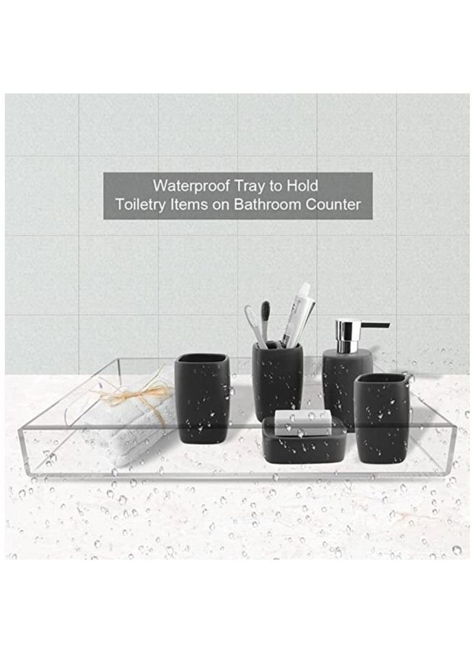 SMARTPOINTS Acrylic Serving Tray 16x20 Inches -Spill Proof- Clear Decorative Tray Organiser for Ottoman Coffee Table Countertop with Handles  - Image 3