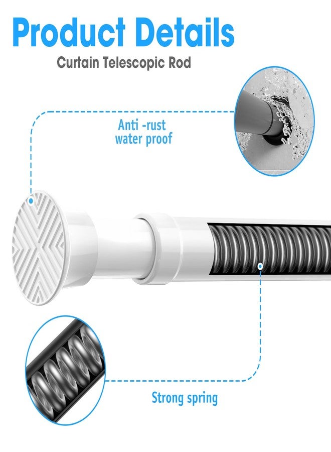 MEXAU White Tension Curtain Rods18 to 36 Inch,Small Curtain Rods No Drilling,Short Tension Rod,Adjustable Spring Rod for Windows,Door,Closet - Image 3