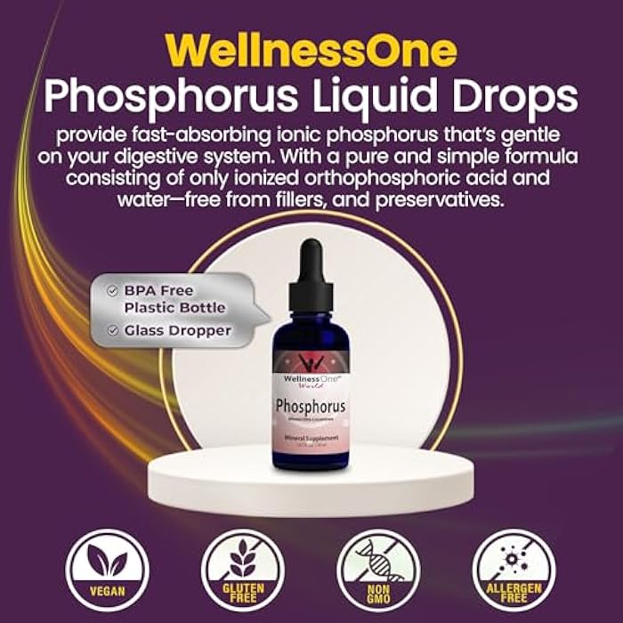 WellnessOne Ionic Phosphorus Supplements - Phosphorus Liquid from Ortho Phosphoric Acid for Teeth, Bone Health, & Energy Support - Non-GMO, Vegan, Gluten Free - 1.67 fl oz - Image 4