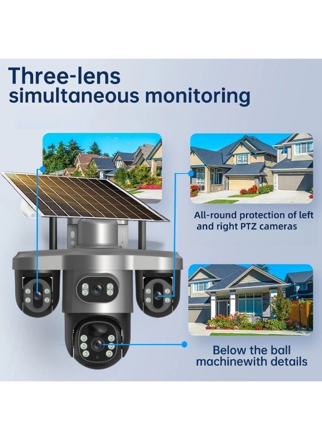 SUPER 5 15MP 3 Lens Three Screen 4G Solar Camera Outdoor 10X Optical Zoom Auto Tracking 4G Surveillance Camera V380 Pro - Image 3