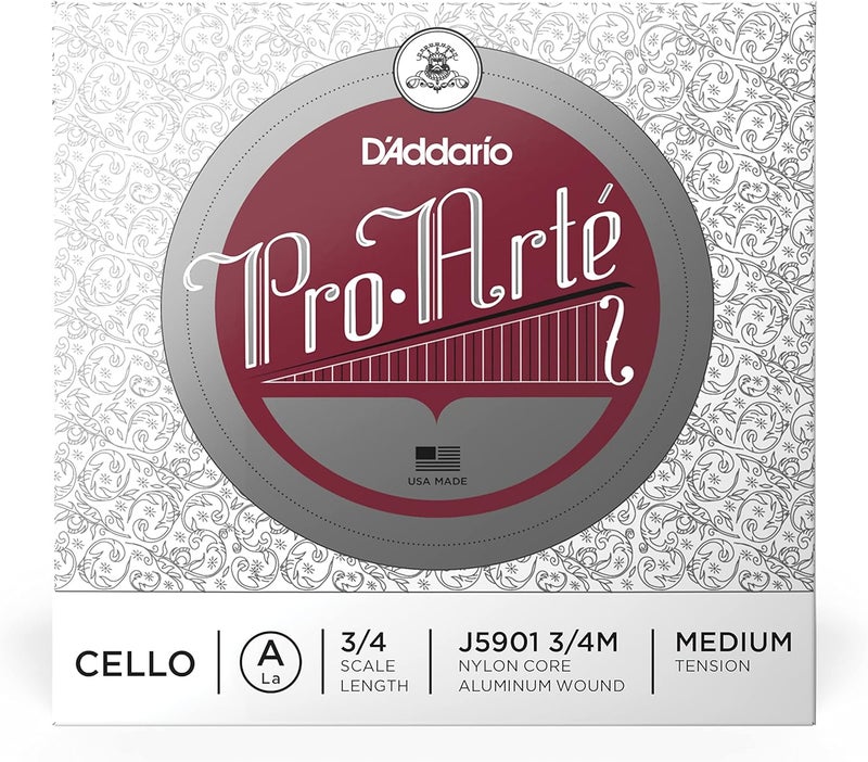 وتر تشيلو D'Addario Pro-Arte فردي A، مقاس 3/4، شد متوسط